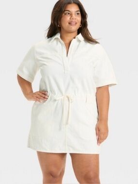 XXL Universal Thread White Denim Drop Waist Dress